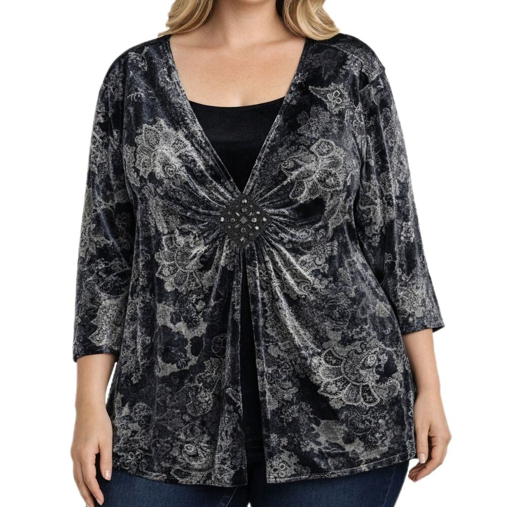 Notations Burnout Velvet Top Size 3X